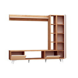 Hanah Home Mueble de TV Roble y Blanco, Tablero de Partículas Recubierto de Melamina, Soporte TV 170cm, Armario 50cm, Estante 140cm
